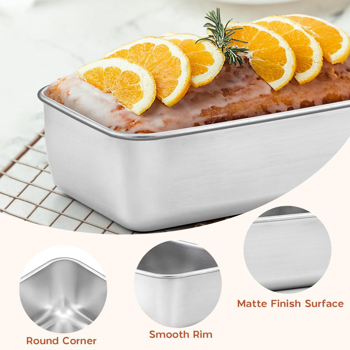 Onader 9 x 5 Bread Loaf Pans Stainless Steel Deep Meatloaf Pan for Baking Set of 4