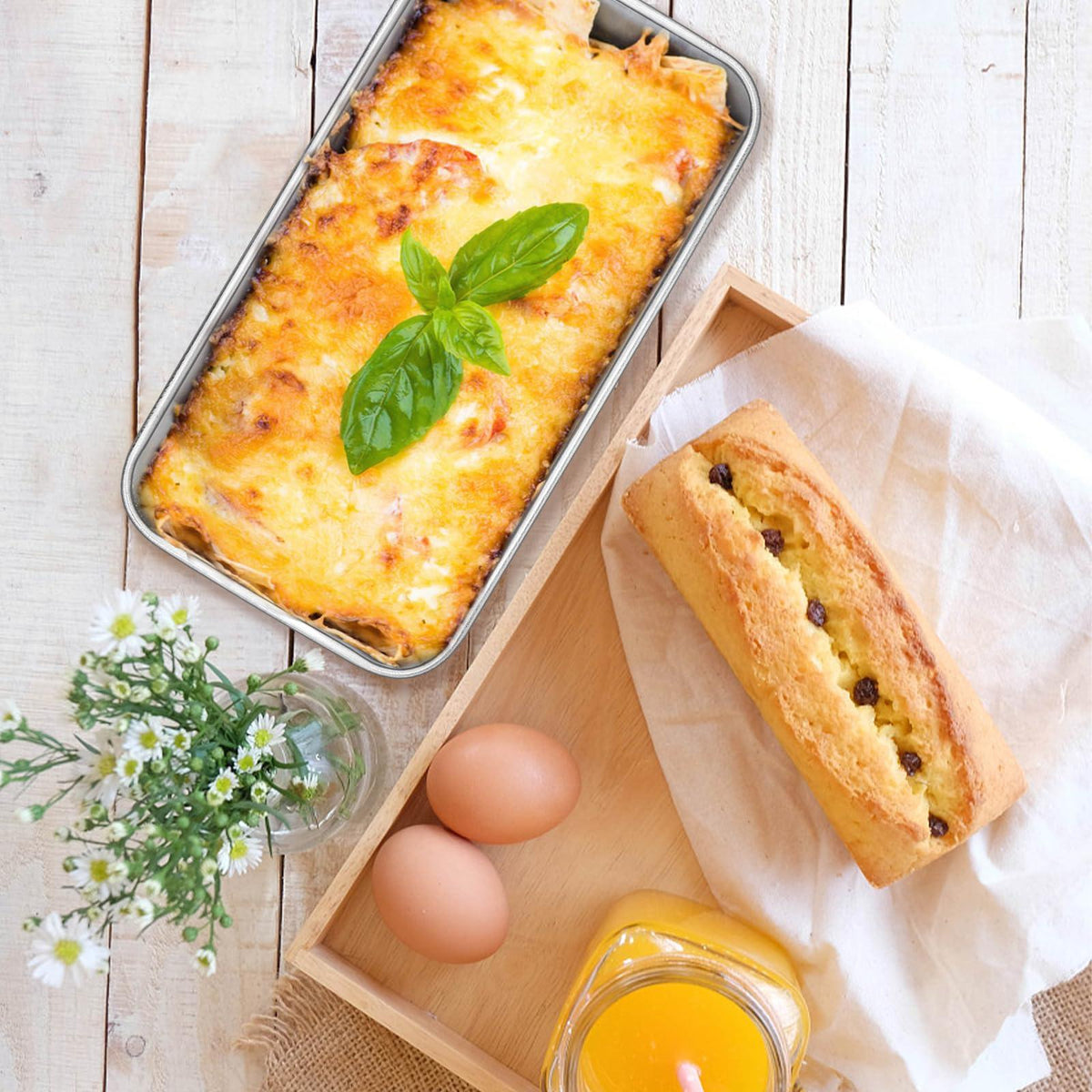 Onader 9 x 5 Bread Loaf Pans Stainless Steel Deep Meatloaf Pan for Baking Set of 4