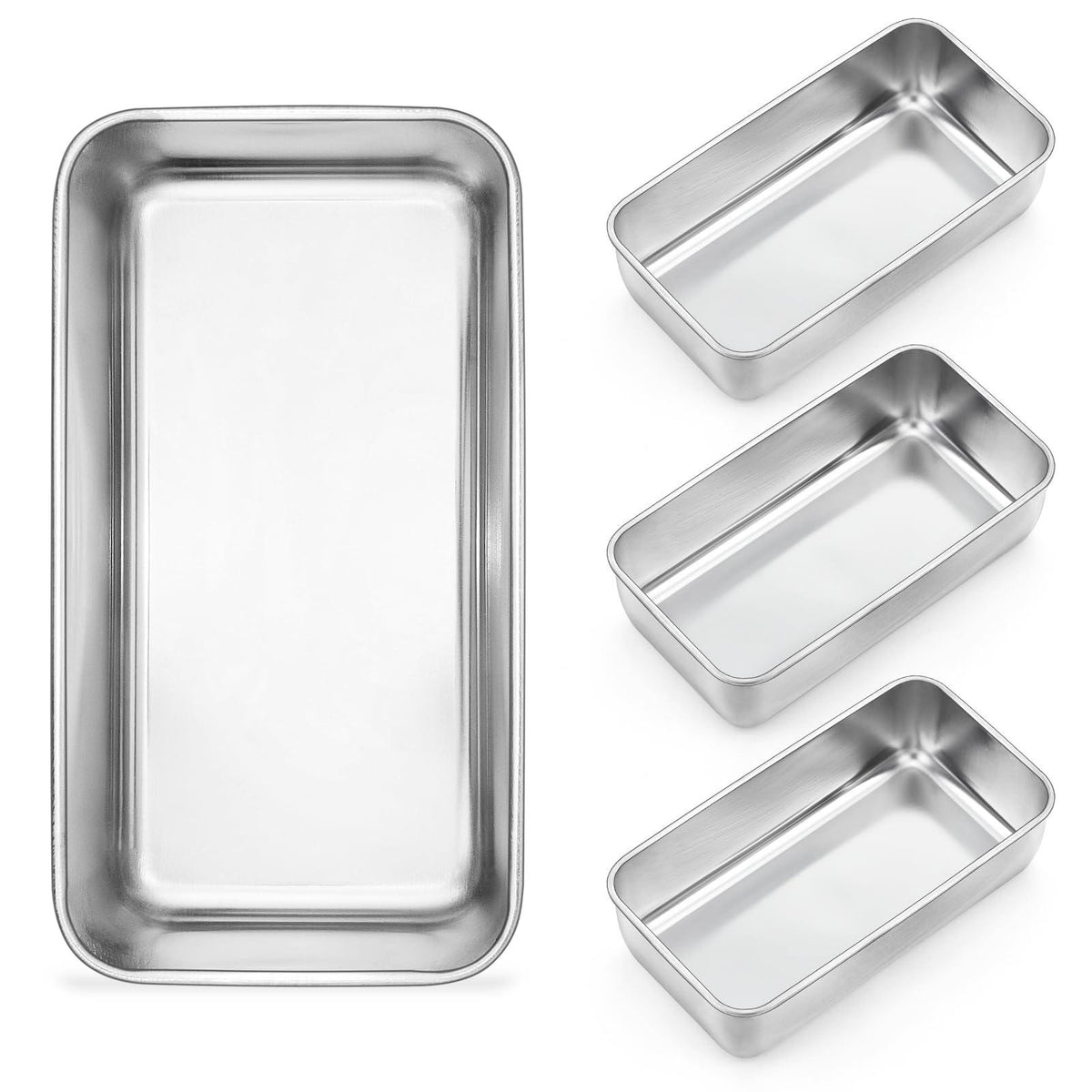 Onader 9 x 5 Bread Loaf Pans Stainless Steel Deep Meatloaf Pan for Baking Set of 4