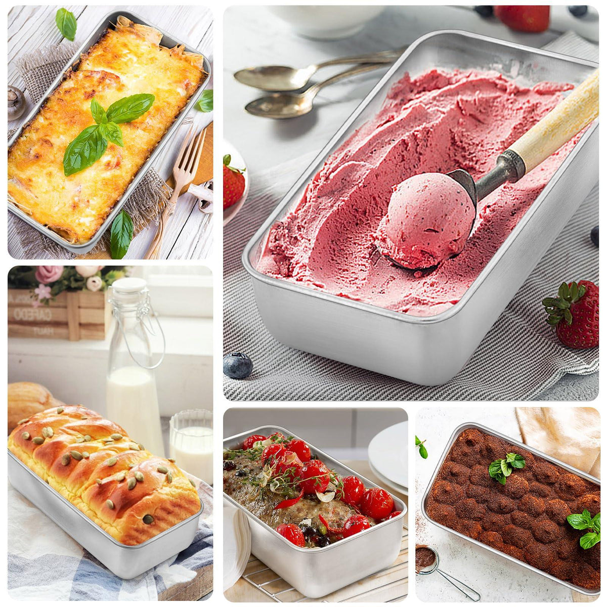 Onader 9 x 5 Bread Loaf Pans Stainless Steel Deep Meatloaf Pan for Baking Set of 4