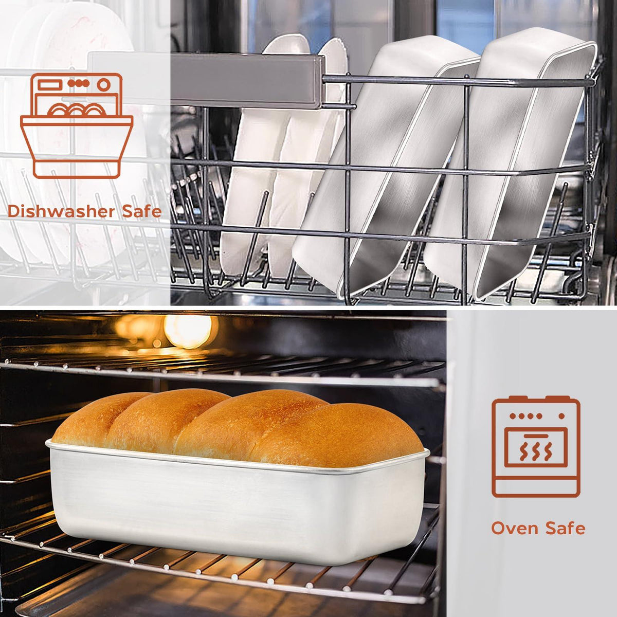 Onader 9 x 5 Bread Loaf Pans Stainless Steel Deep Meatloaf Pan for Baking Set of 4
