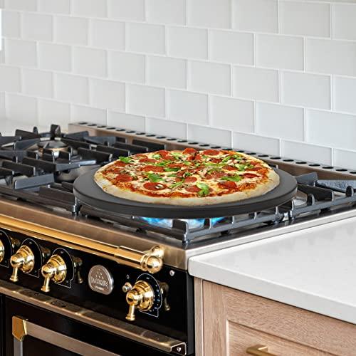 Onlyfire Round Pizza Grilling Stone for Oven, BBQ and Grill - 15” Non-Stick Black Ceramic Baking Stone for Pies, Pastry Bread, Calzone - Home Kitchen Accessories