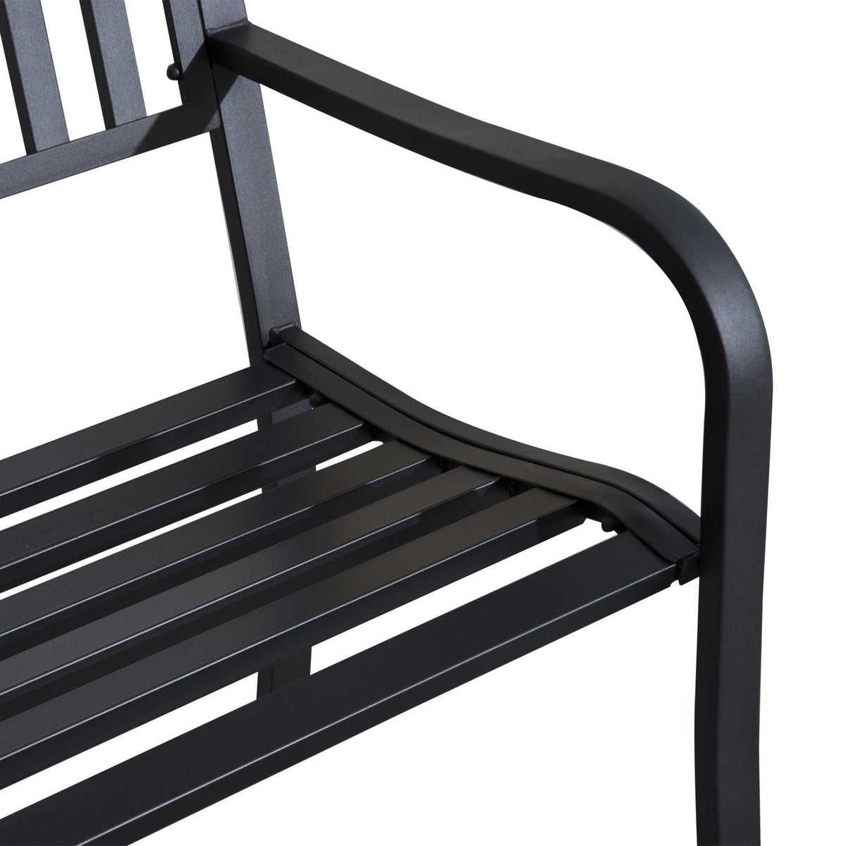 Outsunny 50" Outdoor Garden Bench, Patio Bench with Slatted Seat, Metal Porch Bench for Backyard, Poolside, Lawn, Black