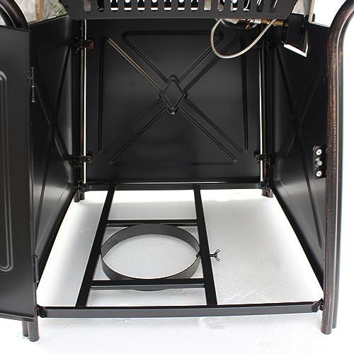 OutVue 28" Fire Pit Table,Gas Fire Pits for Outside Patio,50000 BTU Propane Fire Pits with Lid &Lava Rocks,Firepit for Garden,Yard (Black)