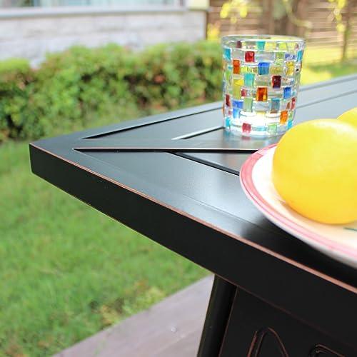 OutVue 28" Fire Pit Table,Gas Fire Pits for Outside Patio,50000 BTU Propane Fire Pits with Lid &Lava Rocks,Firepit for Garden,Yard (Black)