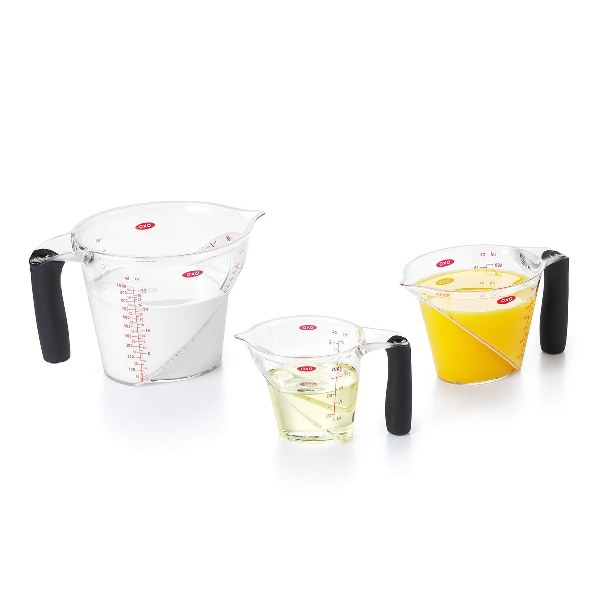 OXO Good Grips 3-Piece Angled Measuring Cup Set, Black