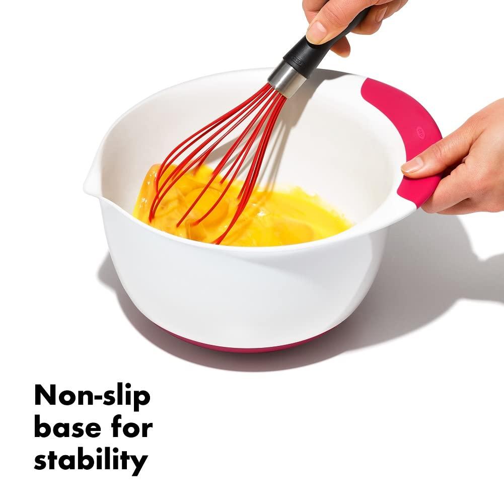 OXO,plastic Good Grips 3-Piece Mixing Bowl Set – Blueberry, Jam & Seltzer Handles,4.7 LITERS, Large