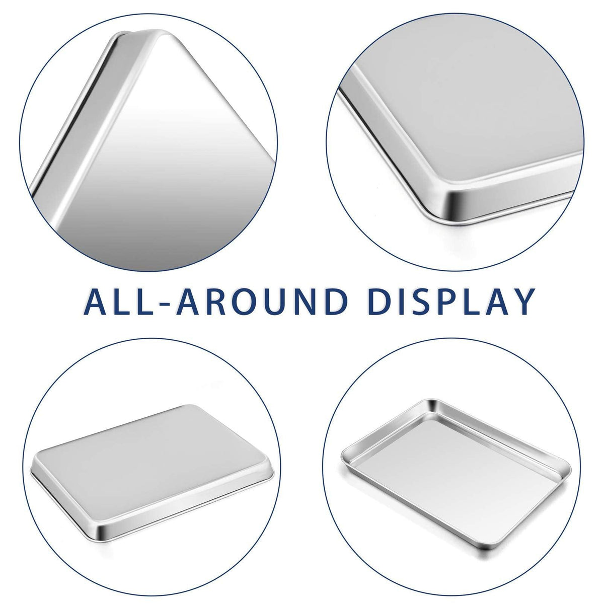 P&P CHEF Large Baking Sheet, Stainless Steel Cookie Sheet Baking Pan Tray, Rectangle 16''x12''x1'', Healthy & Non Toxic, Mirror Finish & Dishwasher Safe