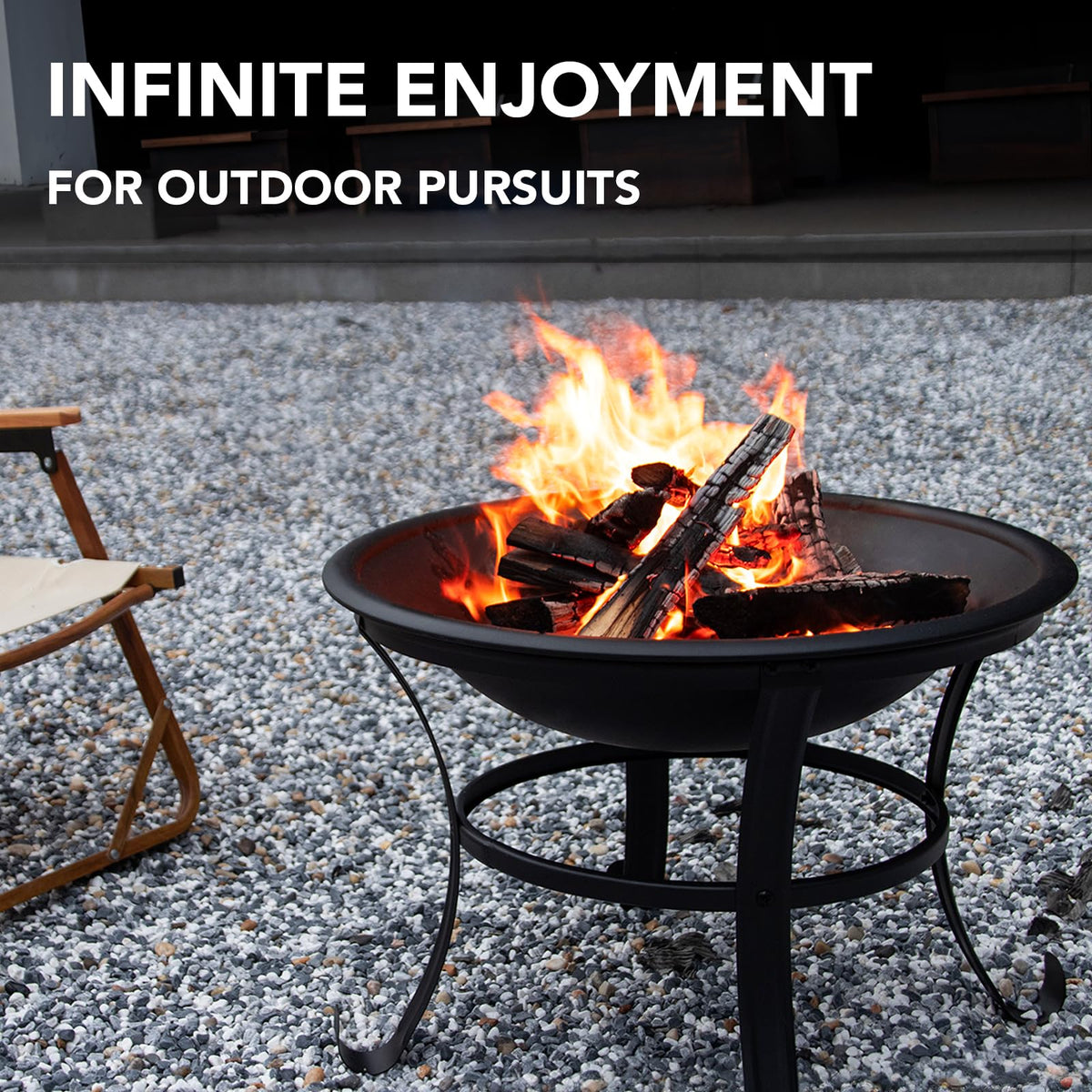 Panovue 22 in Firepit for Outside Outdoor Small Fire Pit,Durable Firepit with Mesh Lid,Log Grate,and Fire Poker,Fire Pit for Outside Backyard.Deck.Camping and Picnic