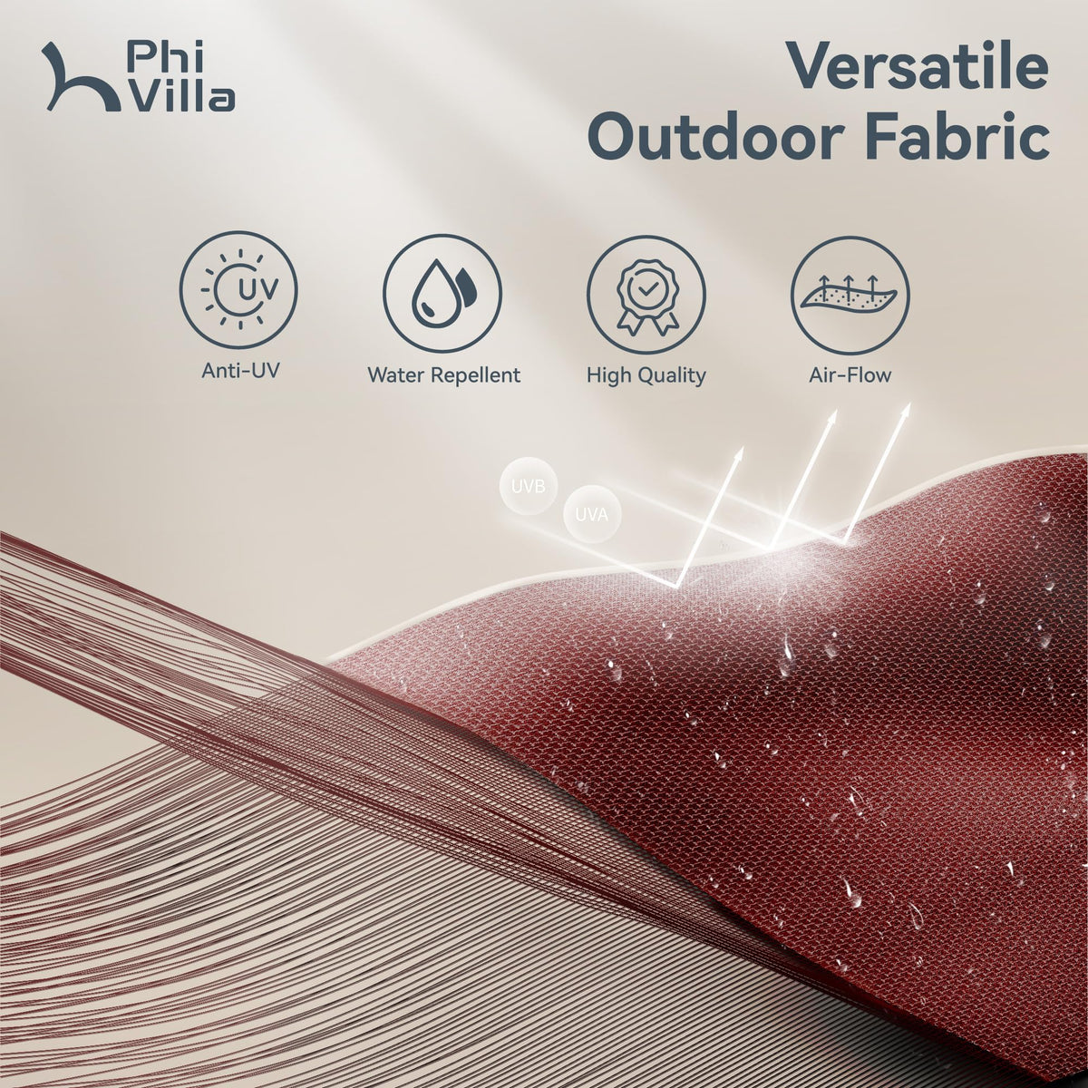 PHI VILLA 15ft Patio Umbrella Double-Sided Outdoor Market Extra Large Umbrella with Crank, Umbrella Base Included (Dark Red)