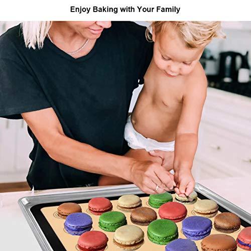 Philorn Silicone Baking Mat Set, 16.5" x 11.42" Macaron Baking Mat, Non-Stick Baking Mat with Baking Tools, 2 Pack Food Safe Baking Silicone Mat, Reusable Baking Mat for Oven, Cookie, Bread