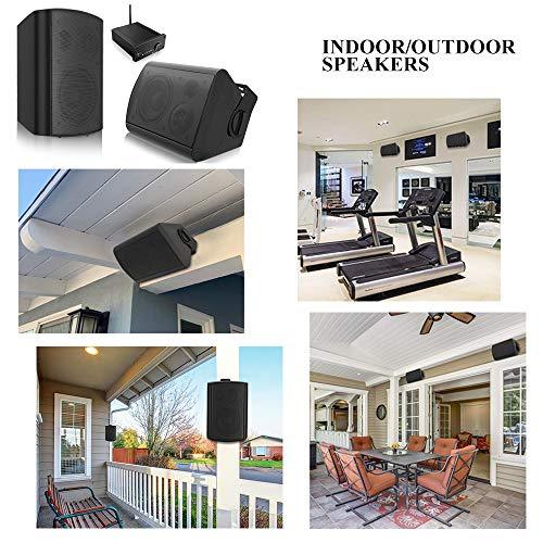 pohopa 5.25 Inch Outdoor Speakers with Bluetooth Stereo Amplifier Receiver | All-Weather Durability | Broad Sound Coverage | Speed-Lock Mounting System (Black)