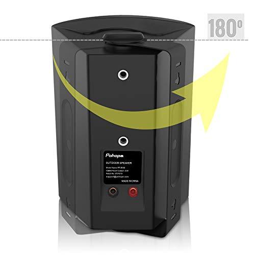 pohopa 5.25 Inch Outdoor Speakers with Bluetooth Stereo Amplifier Receiver | All-Weather Durability | Broad Sound Coverage | Speed-Lock Mounting System (Black)