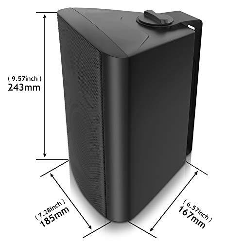 pohopa 5.25 Inch Outdoor Speakers with Bluetooth Stereo Amplifier Receiver | All-Weather Durability | Broad Sound Coverage | Speed-Lock Mounting System (Black)