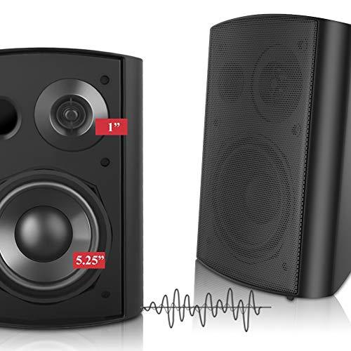 pohopa 5.25 Inch Outdoor Speakers with Bluetooth Stereo Amplifier Receiver | All-Weather Durability | Broad Sound Coverage | Speed-Lock Mounting System (Black)