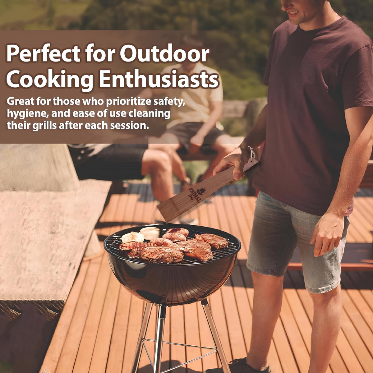 PRIMAL GRILLING Combination Cedar BBQ Grill Scraper (1 x 12 & 1 x 18) - Natural, Bristle & Wire Free