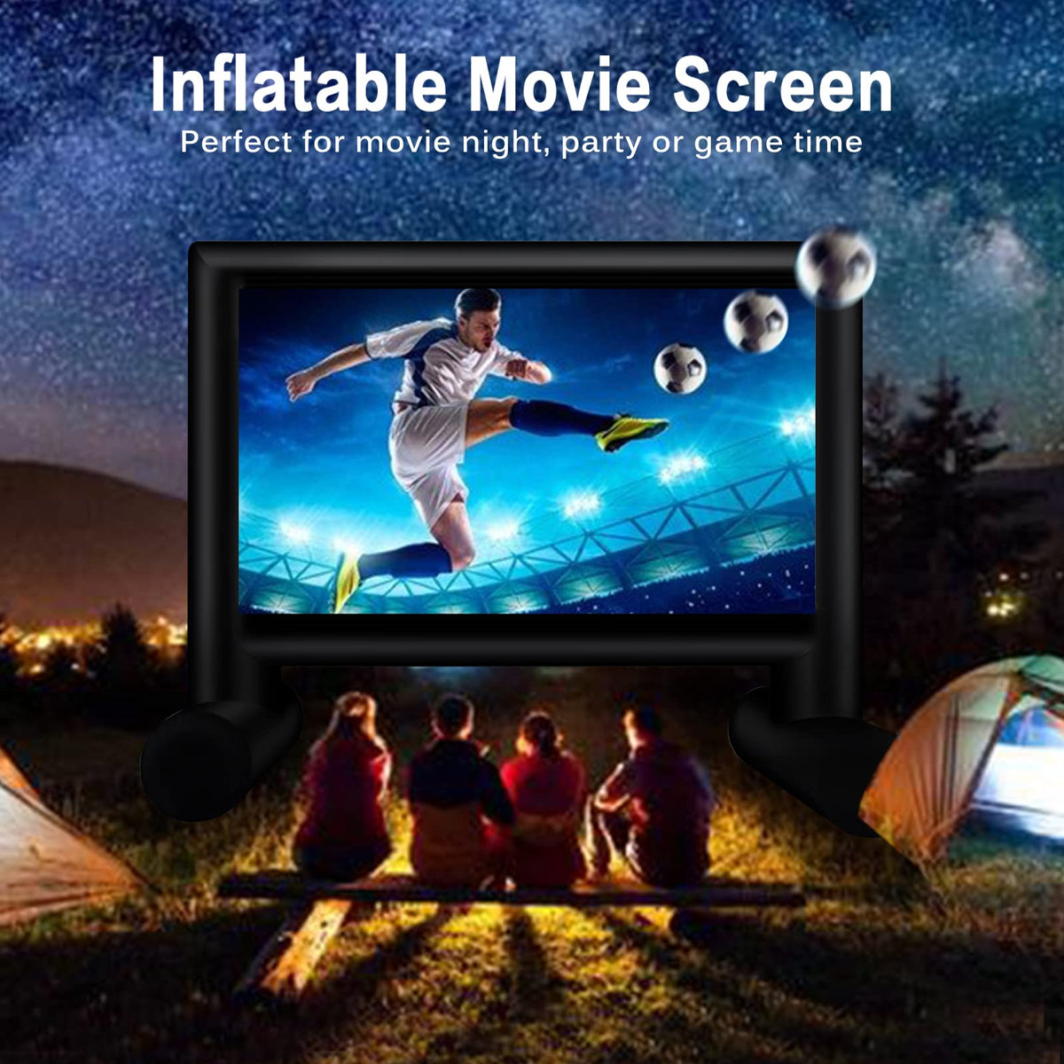 QILEBA 14 FT Inflatable Projector Movie Screen for Outside, Blow up Projector Screen Front/Rear Projection for Backyard Movie Night Outdoor Party