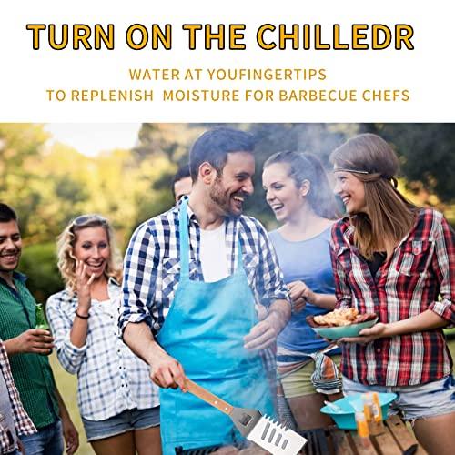 Qinshaine 4-in-1 BBQ Spatula, Multifunction Grill Spatula with Wooden Handle, perfect for BBQ grills and kebabs for camping picnics