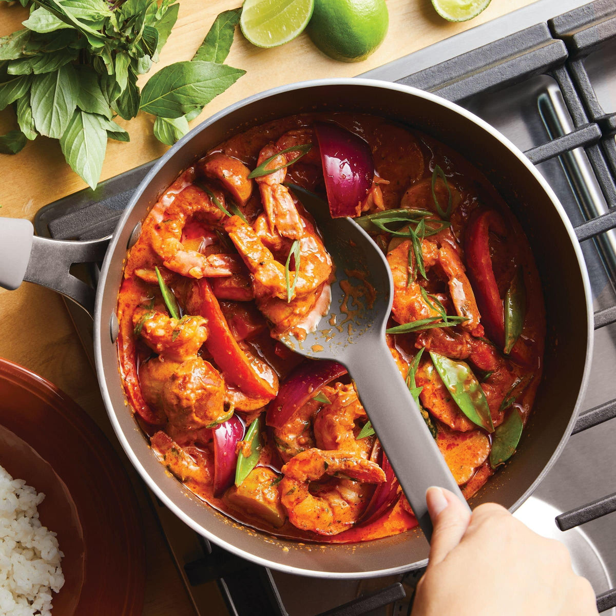 Rachael Ray Cook + Create Nonstick Sauté Pan with Lid, 3 Quart, Gray