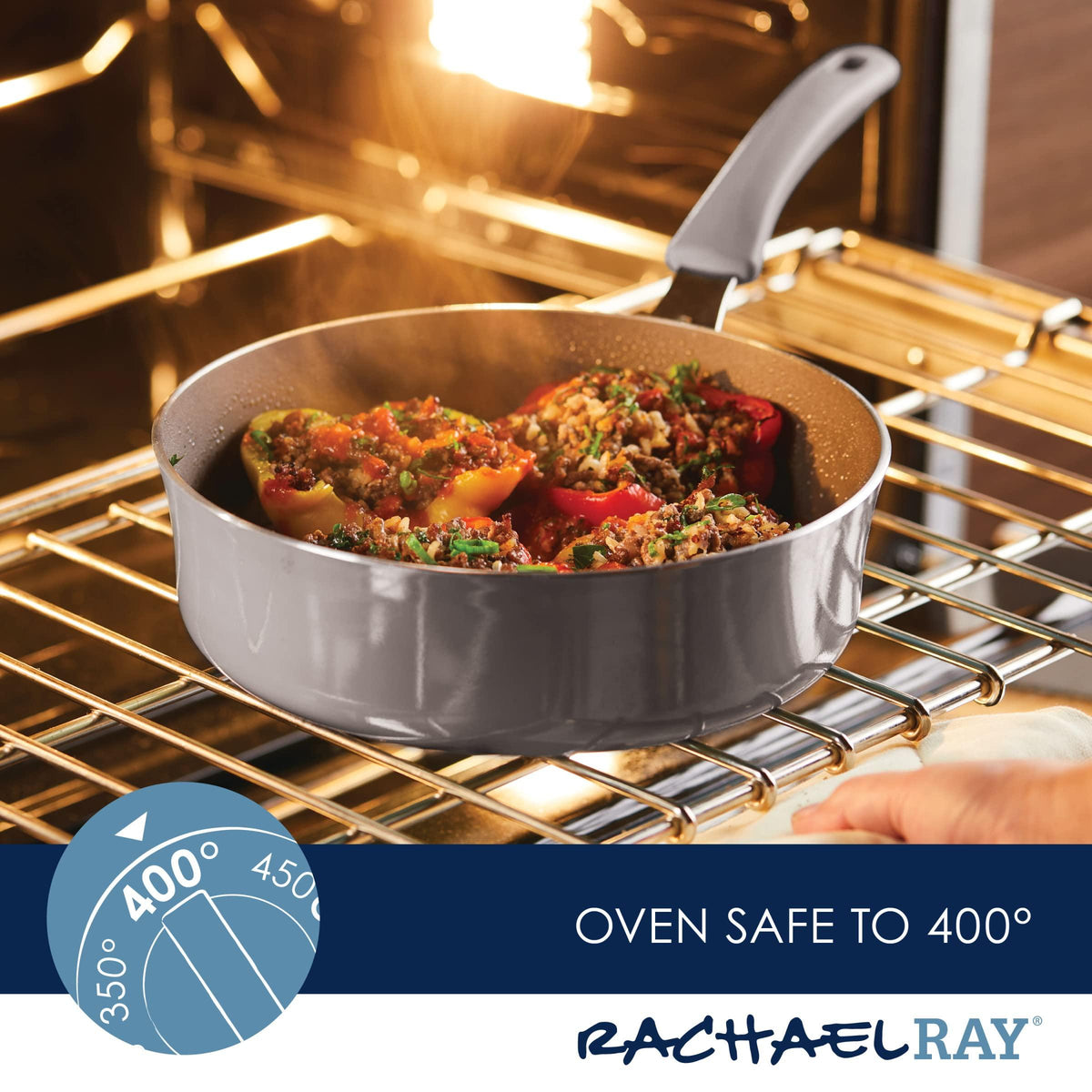 Rachael Ray Cook + Create Nonstick Sauté Pan with Lid, 3 Quart, Gray