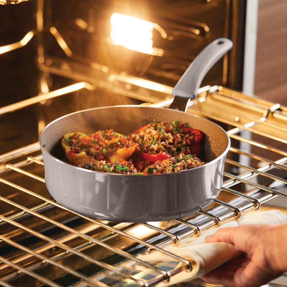Rachael Ray Cook + Create Nonstick Sauté Pan with Lid, 3 Quart, Gray