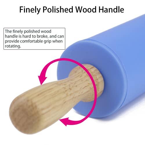 Remeel Silicone Rolling Pin for Baking Non-stick Rolling Pin Dough Roller Wooden Handle Kitchen Accessories Pastry Roller
