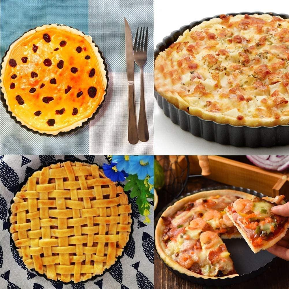 RICHSC-PAN Tart Pan 10 Inch Tart Pan Carbon Steel Round Non-Stick Pan Quiche Pan With Removable Chassisor For Mousse Cakes, Kitchen Reusable Baking Tools With A Depth Of 1.18 Inches