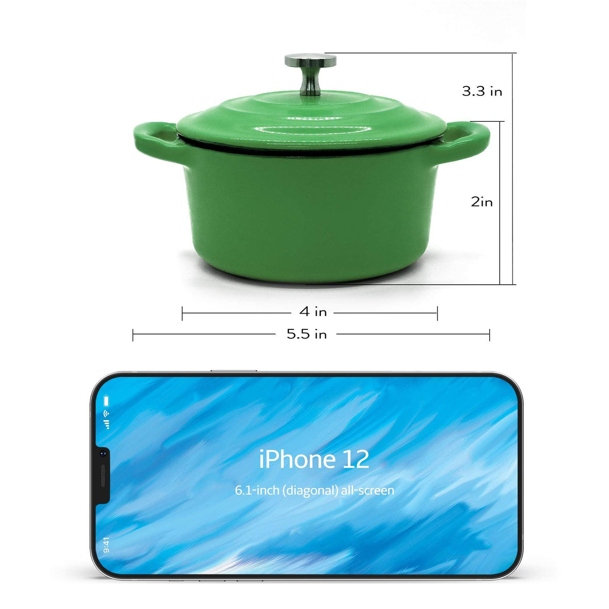 RJ Legend 8.5 oz. Mini Cocotte with Lid, Set of 3 Small Dutch Oven for Baking, Enameled Cast Iron Ramekin, 0.25 Quart, Blue/Green/White, 3pcs