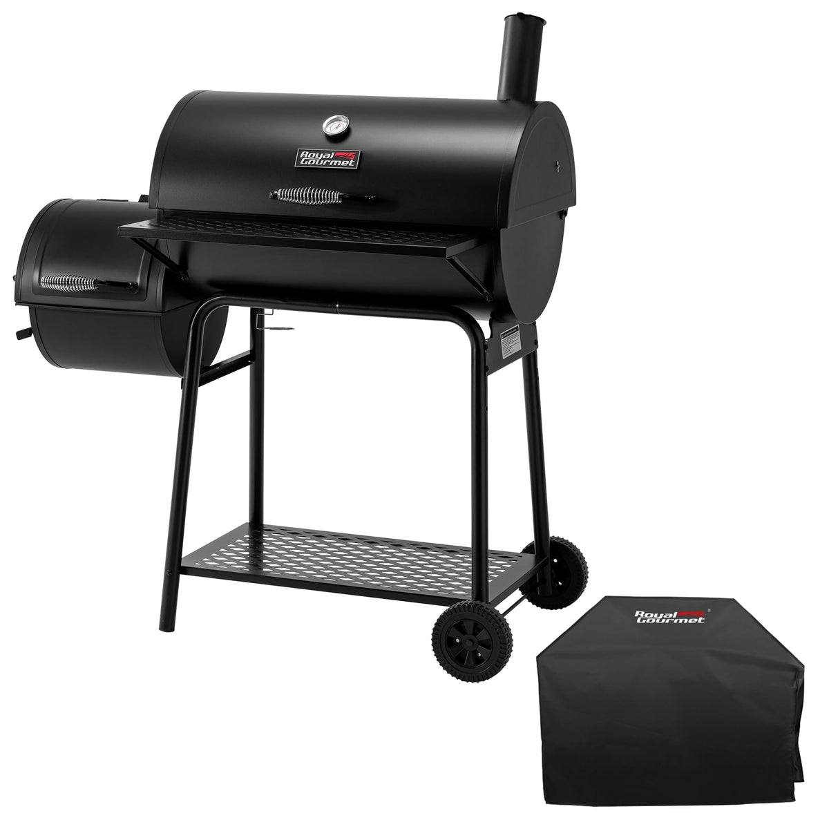 Royal Gourmet CC1830FC Charcoal Grill Offset Smoker (Grill + Cover), Black