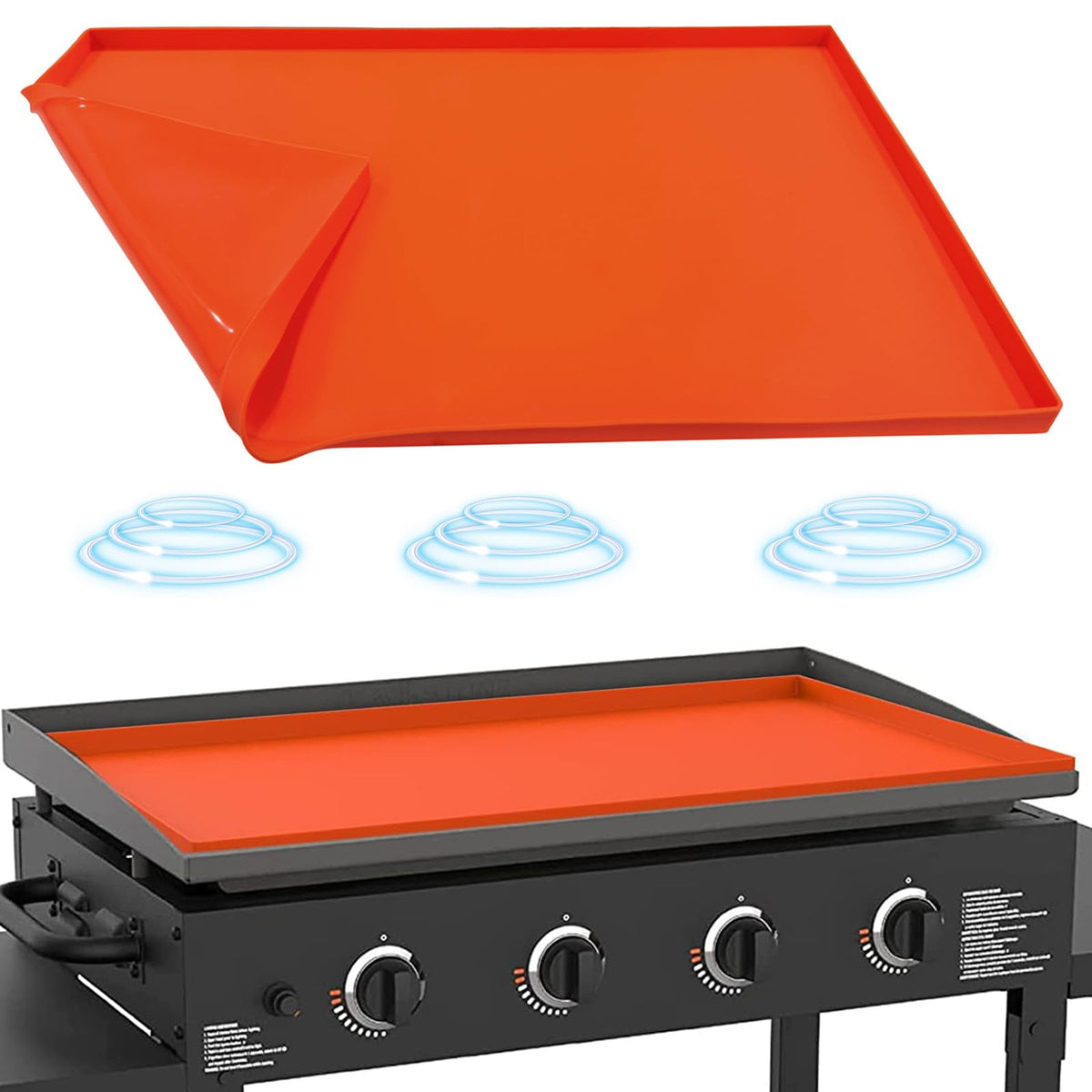 Silicone Griddle Mat for Blackstone 36 Inch, Heavy Duty Food Grade Silicone Griddle Cover, Griddle Accessories for Blackstone Grill, All Season Protective Cover (Orange)