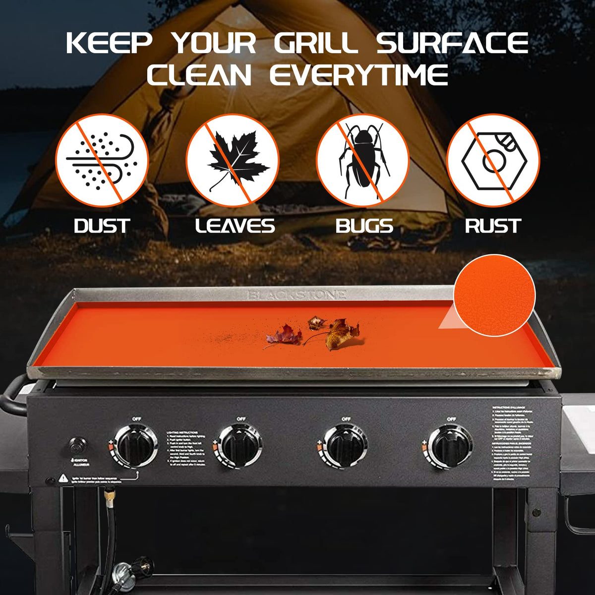 Silicone Griddle Mat for Blackstone 36 Inch, Heavy Duty Food Grade Silicone Griddle Cover, Griddle Accessories for Blackstone Grill, All Season Protective Cover (Orange)