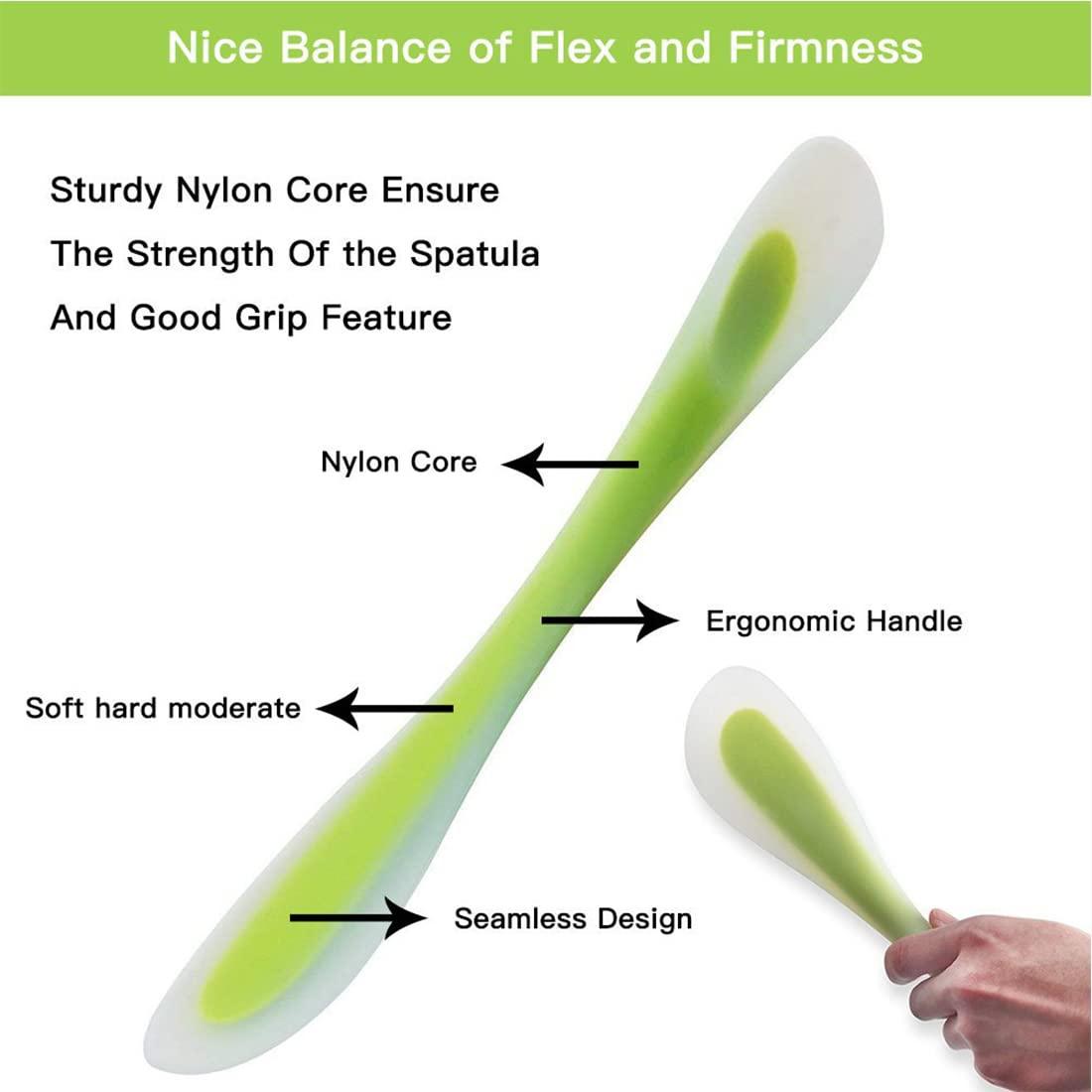 Silicone Spatulas Scraper Spoon 2-in-1Heat Resistant Kitchen Gadget for Cooking Baking Spreading Mixing Supplie Cake Tool Ideal Gift Good Grip Home Utensil for Dad Mom Kitchen Gadget Accessory (Green)