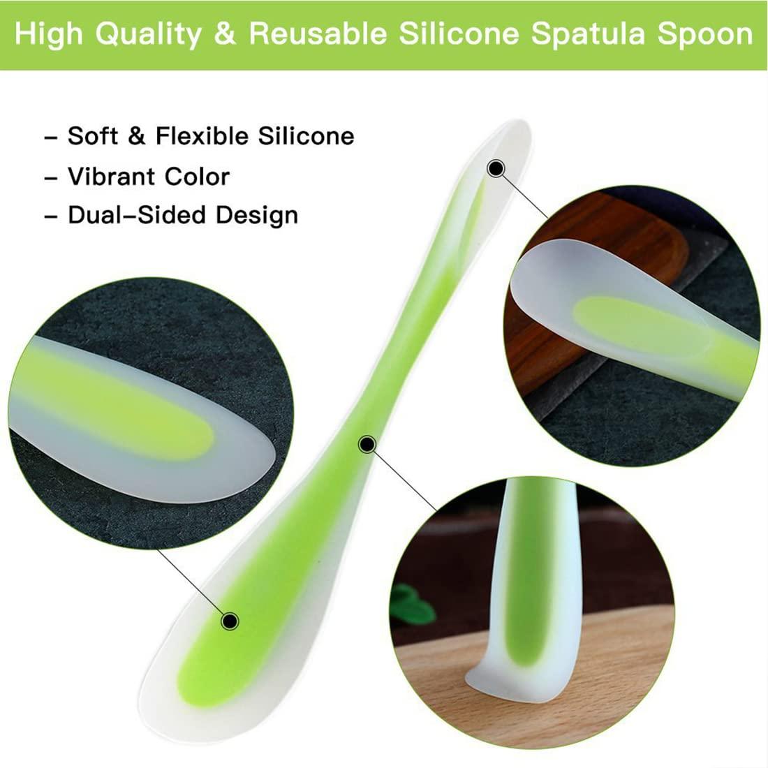 Silicone Spatulas Scraper Spoon 2-in-1Heat Resistant Kitchen Gadget for Cooking Baking Spreading Mixing Supplie Cake Tool Ideal Gift Good Grip Home Utensil for Dad Mom Kitchen Gadget Accessory (Green)