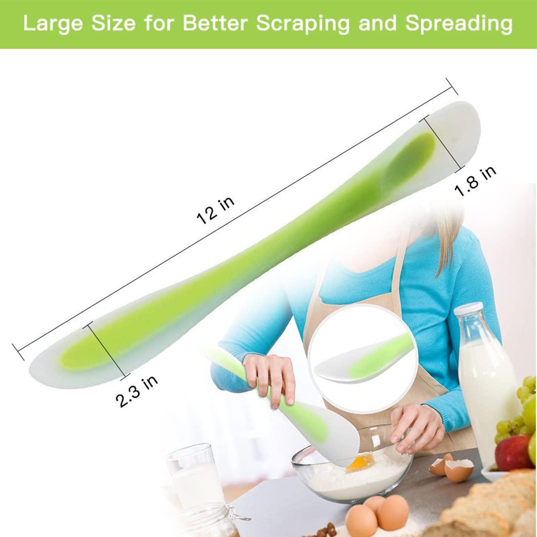 Silicone Spatulas Scraper Spoon 2-in-1Heat Resistant Kitchen Gadget for Cooking Baking Spreading Mixing Supplie Cake Tool Ideal Gift Good Grip Home Utensil for Dad Mom Kitchen Gadget Accessory (Green)