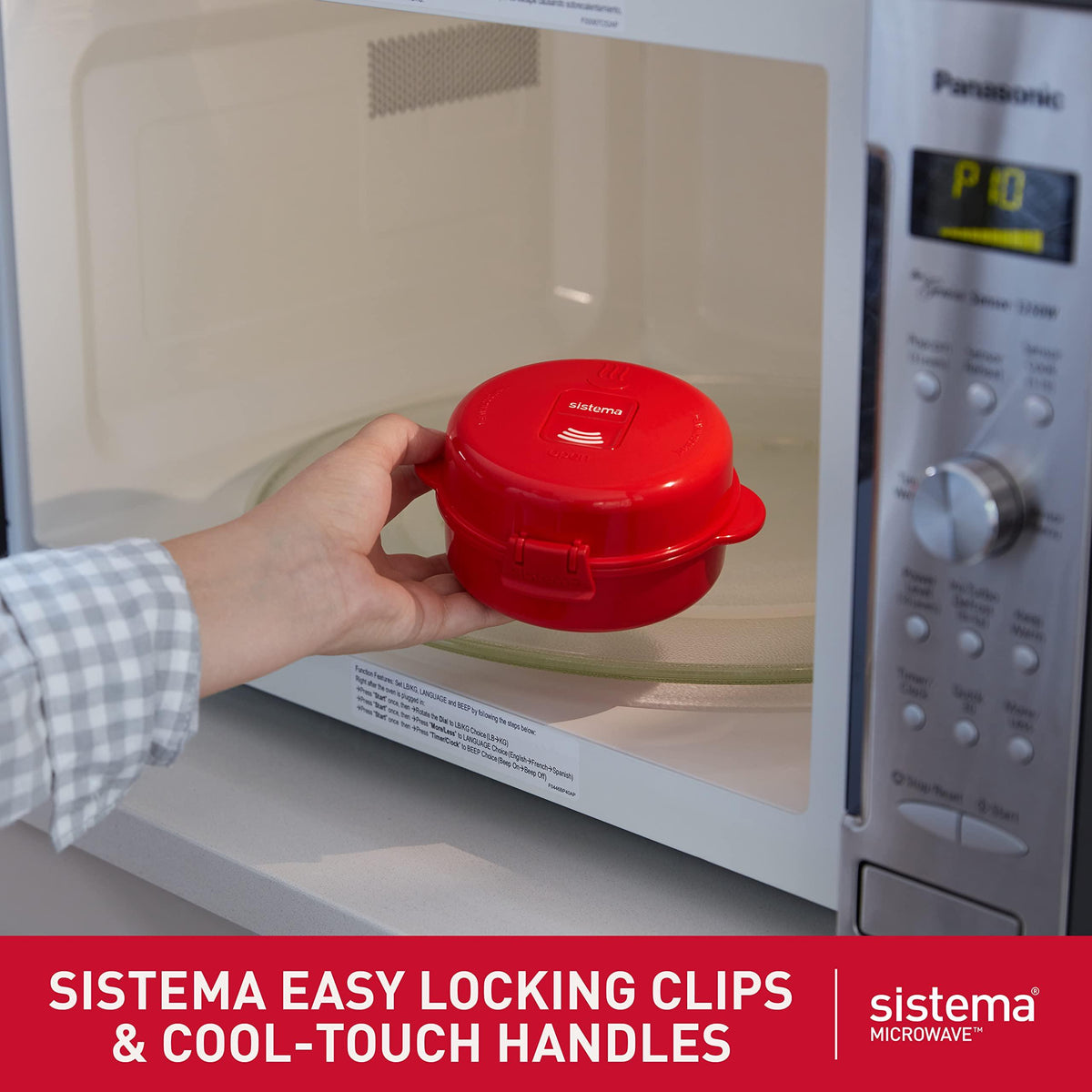Sistema Microwave Egg Cooker and Poacher with Steam Release Vent, Dishwasher Safe, 9.16-Ounce, Red