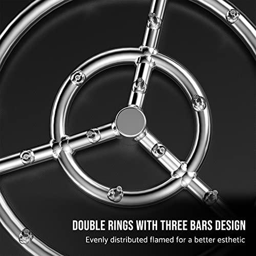 Skyflame 12-Inch Round Stainless Steel Fire Pit Jet Burner Ring - High Flame