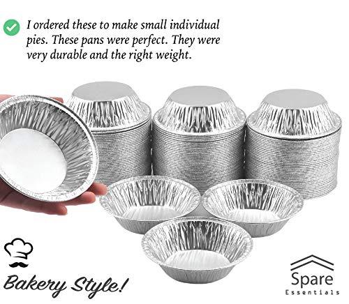 Spare Essentials 120-Pack 5 Inch Small Pie Pans, Disposable Mini Pie Tins, Aluminum Pie Pans for Baking, Storing and Reheating, Pot Pies, Tarts and Quiche