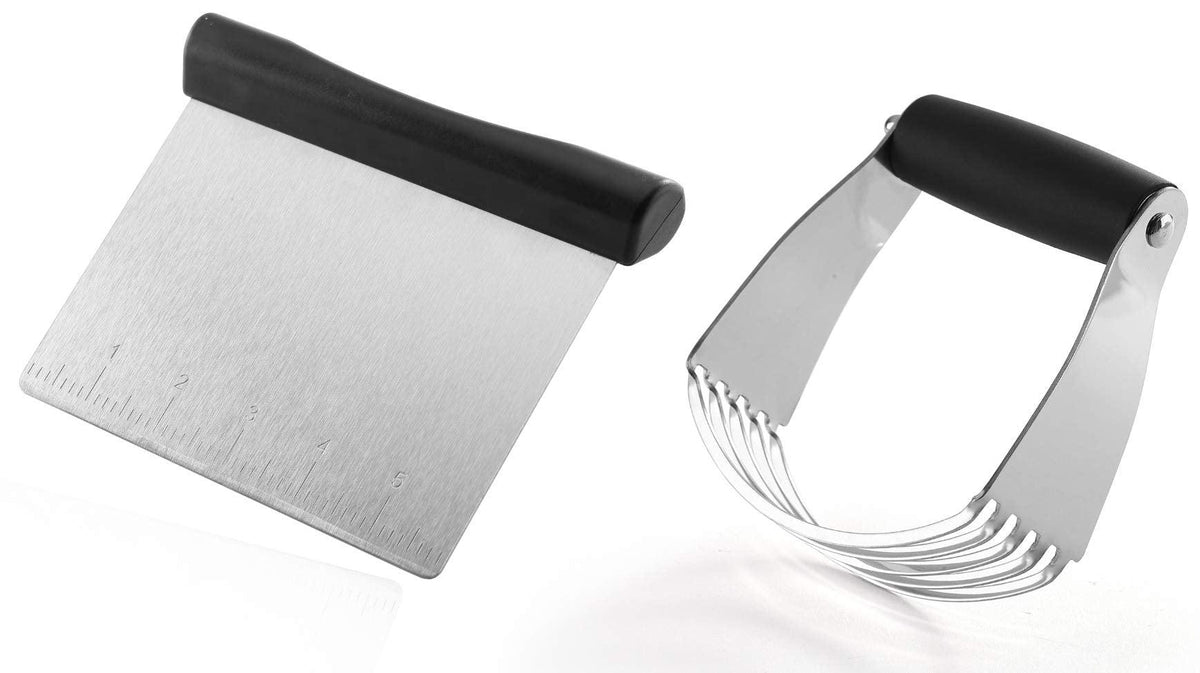 Spring Chef - Dough Blender and Pastry Cutter, Stainless Steel Nut, Pie, Pastry and Dough Cutter and Scraper, Multipurpose Baking Tools with Soft Grip Handles, Black