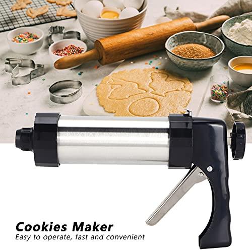 Stainless Steel Biscuits Maker, Biscuits Maker Press Kit Includes 1 Cookies Maker, 8 Biscuits Mould and 8 Nozzles for DIY Cookies Making and Cake Decoration