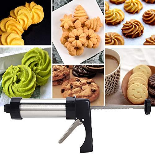 Stainless Steel Biscuits Maker, Biscuits Maker Press Kit Includes 1 Cookies Maker, 8 Biscuits Mould and 8 Nozzles for DIY Cookies Making and Cake Decoration