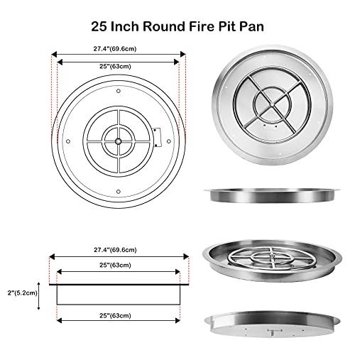 Stanbroil 25 inch Round Drop-in Fire Pit Pan with Spark Ignition Kit Natural Gas Version