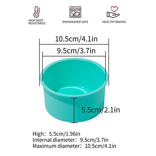 Staruby Silicone Mini Round Cake Molds, 4 Inch, Green, Set of 6