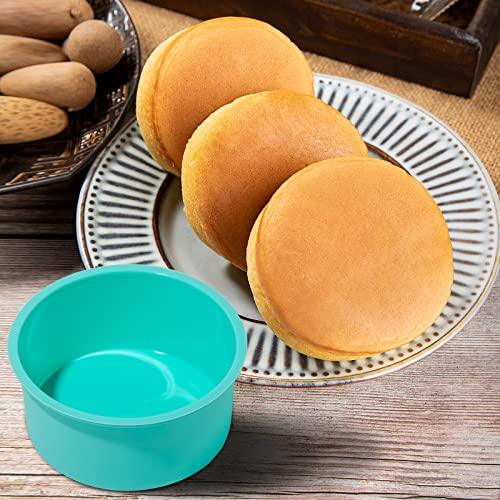 Staruby Silicone Mini Round Cake Molds, 4 Inch, Green, Set of 6