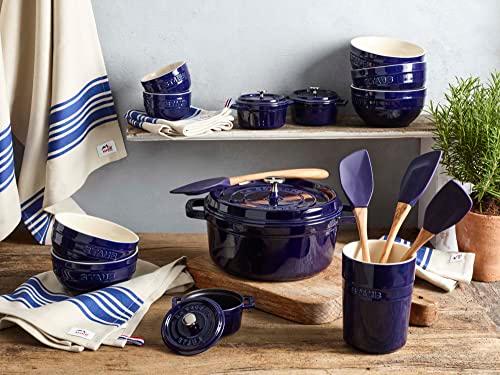 STAUB Ceramics Dutch Oven 3-piece Mini Round Cocotte, Dark Blue