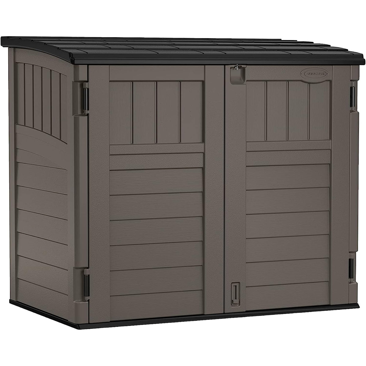 Suncast 34 Cu. Ft. Horizontal Shed for Outdoor Storage w/Locking System, Stoney/Black