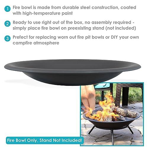 Sunnydaze Steel Replacement Fire Bowl for DIY or Existing Fire Pits - Black High-Temperature Paint Finish - 23-Inch