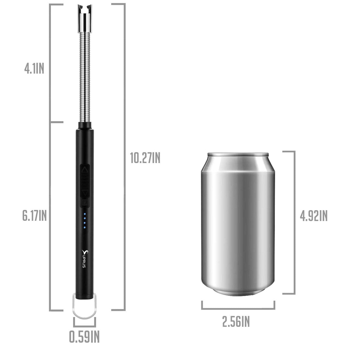 SUPRUS Electric Candle Lighter USB Type C Rechargeable Lighter Steel Shell & Hanging Hook with 360° Flexible Neck (Black)