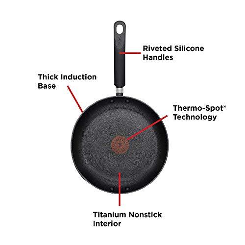 T-fal Experience Nonstick Fry Pan 8 Inch Induction Oven Safe 400F Cookware, Pots and Pans, Dishwasher Safe Black