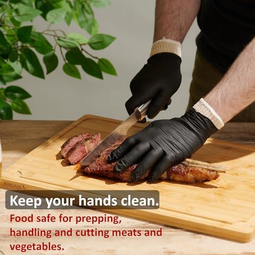 Tackleit BBQ Gloves for Cooking Baking Grilling, 50 Pcs Disposable Nitrile Gloves and 2 Pcs Cotton Glove Liners Washable