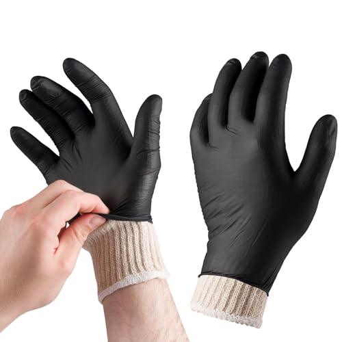 Tackleit BBQ Gloves for Cooking Baking Grilling, 50 Pcs Disposable Nitrile Gloves and 2 Pcs Cotton Glove Liners Washable
